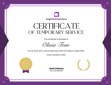 Free Short-Term Work Certificate Template to Edit Online