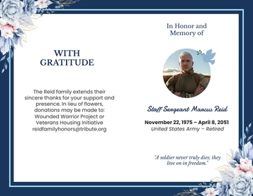 Military Eulogy Funeral Bifold Brochure Template to Download