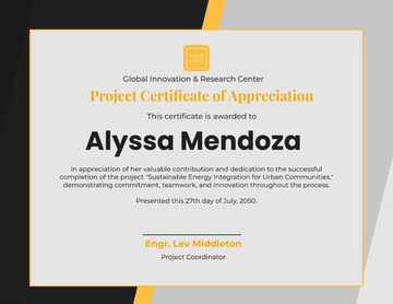 Free Project Certificate of Appreciation Template to Edit Online