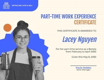 Free Work Experience Certificate for Part-Time Job Template to Edit Online