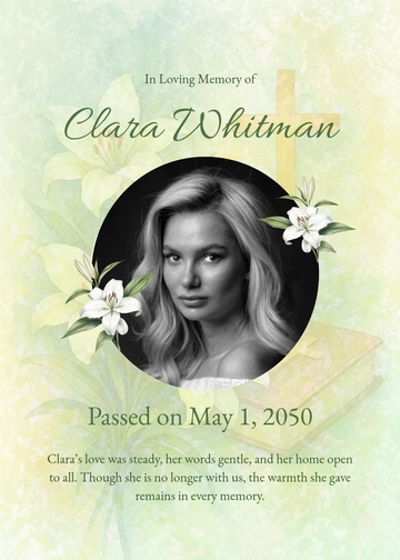 Free Loving Memory Eulogy Template to Edit Online