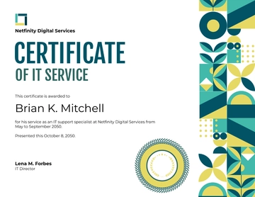 Free Creative IT Work Certificate Template to Edit Online