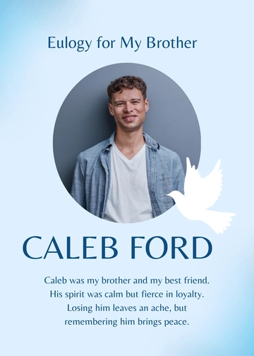 Free Blue Eulogy for Brother Template to Edit Online