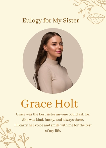 Free Simple Eulogy for Sister Template to Edit Online
