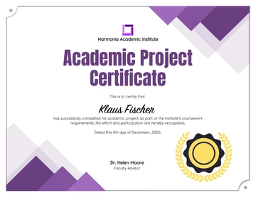 Free Academic Project Certificate Template to Edit Online