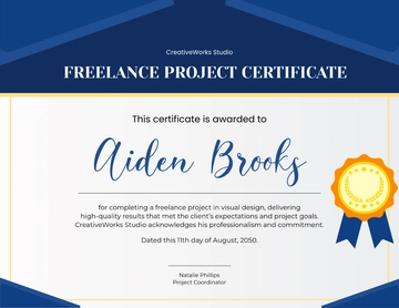 Free Freelance Project Certificate Template to Edit Online