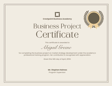 Free Aesthetic Business Project Certificate Template to Edit Online