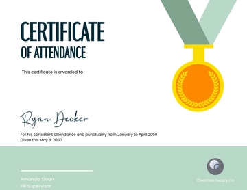 Free Certificate of Work Attendance Template to Edit Online