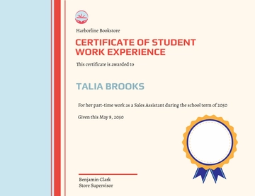 Free Work Certificate Template for Students to Edit Online