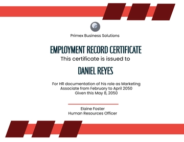 Free Work Certificate Format for HR Use Template to Edit Online