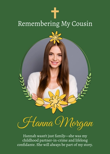 Free Green Eulogy for Cousin Template to Edit Online