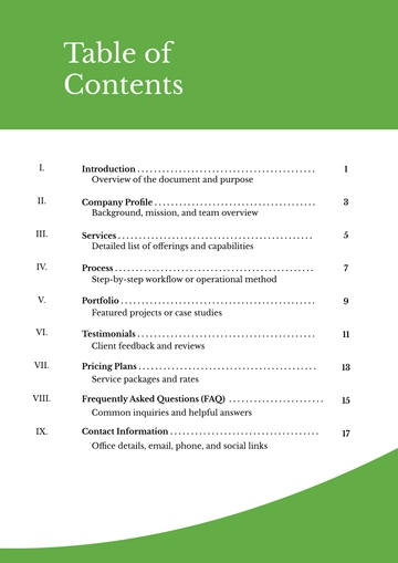 Free Layout Table of Contents Design Template to Edit Online