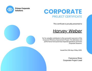 Free Corporate Project Certificate Design Template to Edit Online