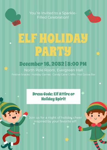 Free Aesthetic Elf Party Invitation Template to Edit Online