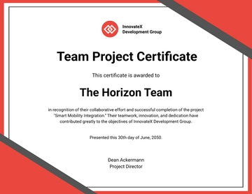 Free Project Certificate for Teams Template to Edit Online