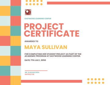 Free Project Certificate for Students Template to Edit Online