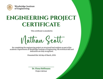 Free Engineering Project Certificate Template to Edit Online