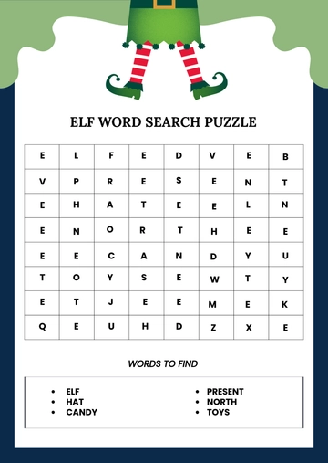 Free Elf Word Search Puzzle Template to Edit Online