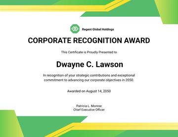 Free Corporate Recognition Certificate Template to Edit Online
