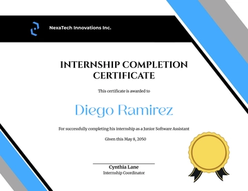 Free Internship Completion Work Certificate Template to Edit Online
