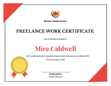 Free Simple Work Certificate Template for Freelancers to Edit Online