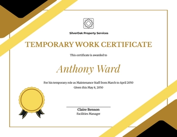 Free Temporary Work Certificate Template to Edit Online