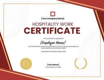 Free Blank Hospitality Work Certificate Template to Edit Online