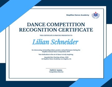 Free Dance Competition Recognition Certificate Template to Edit Online