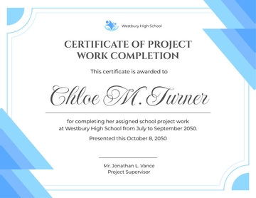 Free School Project Work Certificate Template for Student to Edit Online