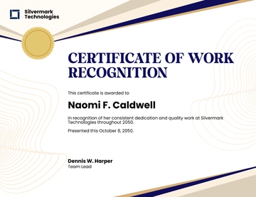 Free Recognition of Work Certificate Template to Edit Online