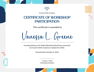 Free Geometric Design Workshop Certificate Template to Edit Online