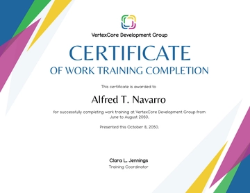 Free Colorful Training Work Certificate Template to Edit Online