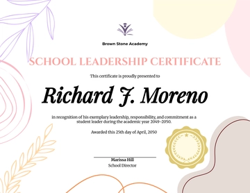 Free Aesthetic School Leadership Certificate Template to Edit Online