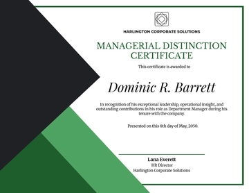 Free Editable Managerial Work Certificate Template to Edit Online