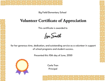 Free Simple School Volunteer Certificate Template? to Edit Online