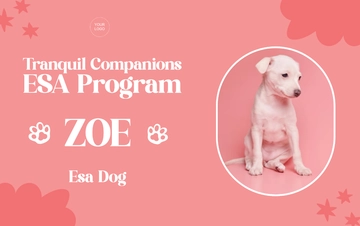 Free Simple ESA Dog ID Card Template to Edit Online