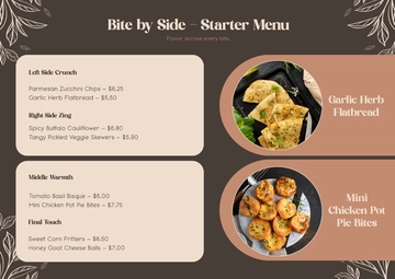 Free Horizontal Starter Menu Template to Edit Online