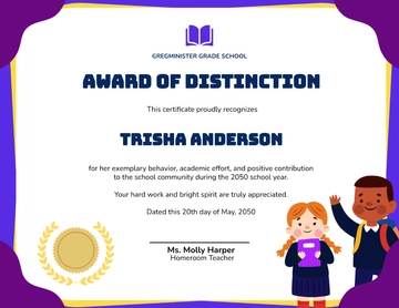 Free Grade School Award Certificate Template to Edit Online