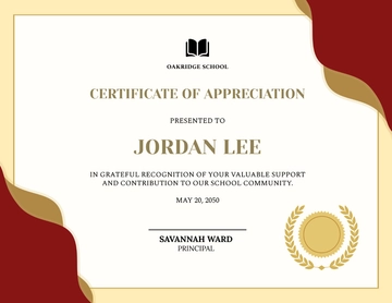 Free Professional School Appreciation Certificate Template to Edit Online