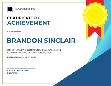 Free School Certificate of Achievement Template to Edit Online