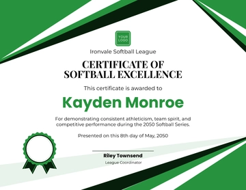 Free Modern Softball Sports Certificate Template to Edit Online