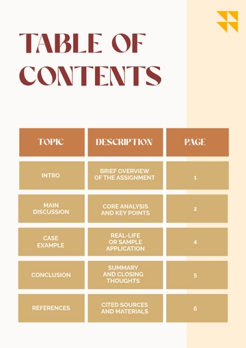 Free Assignment Table of Contents Template to Edit Online