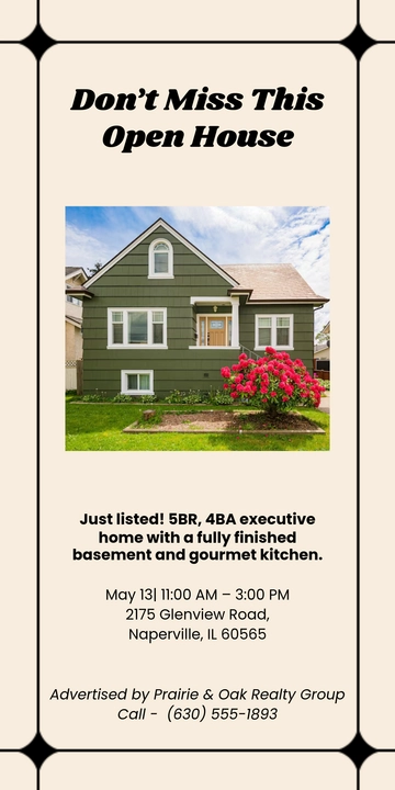 Free Aesthetic Open House Advertising Template to Edit Online