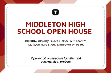 School Open House Red Background Template to Download