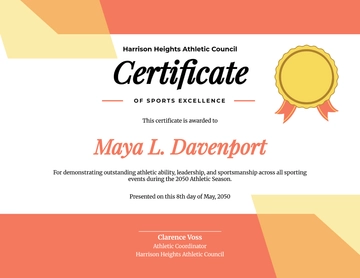 Free Sports Excellence Certificate Template to Edit Online