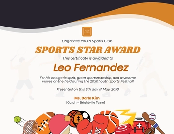 Free Cartoon Sports Award Certificate Template to Edit Online