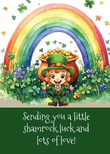 Free White and Green Shamrock Greeting Card Template to Edit Online