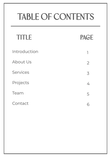 Free Minimalist Table of Contents Template to Edit Online