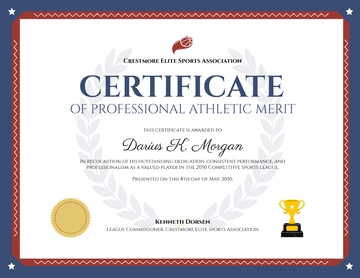 Free Professional Sports Player Certificate Template to Edit Online