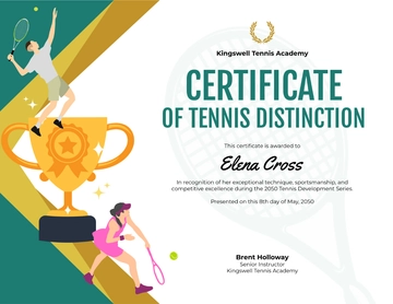 Free Tennis Sports Certificate Design Template to Edit Online